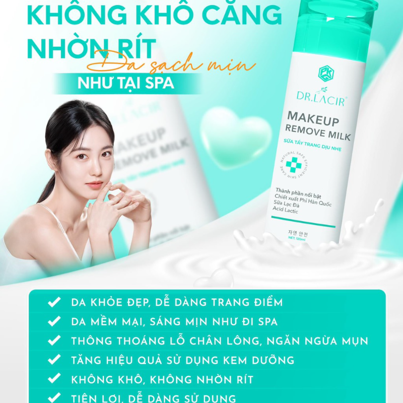 DR.LACIR - SỮA TẨY TRANG MAKEUP REMOVE MILK CHAI 120ML (MSP: 96016)