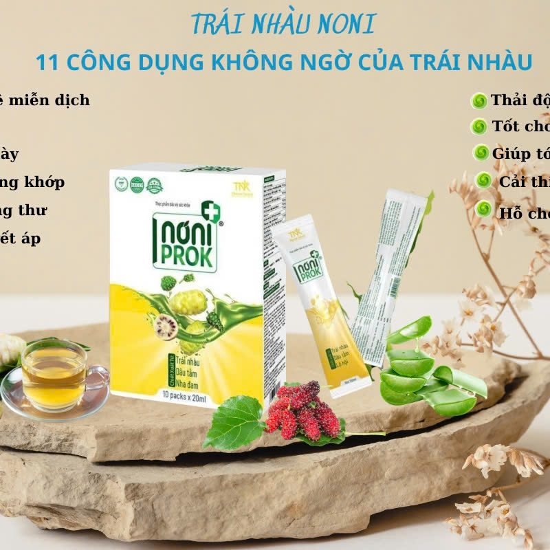 NƯỚC TRÁI NHÀU DÂU TẰM NHA ĐAM NONI PROK (HỘP 10 GÓI x 20ML)  (MSP: 101002)