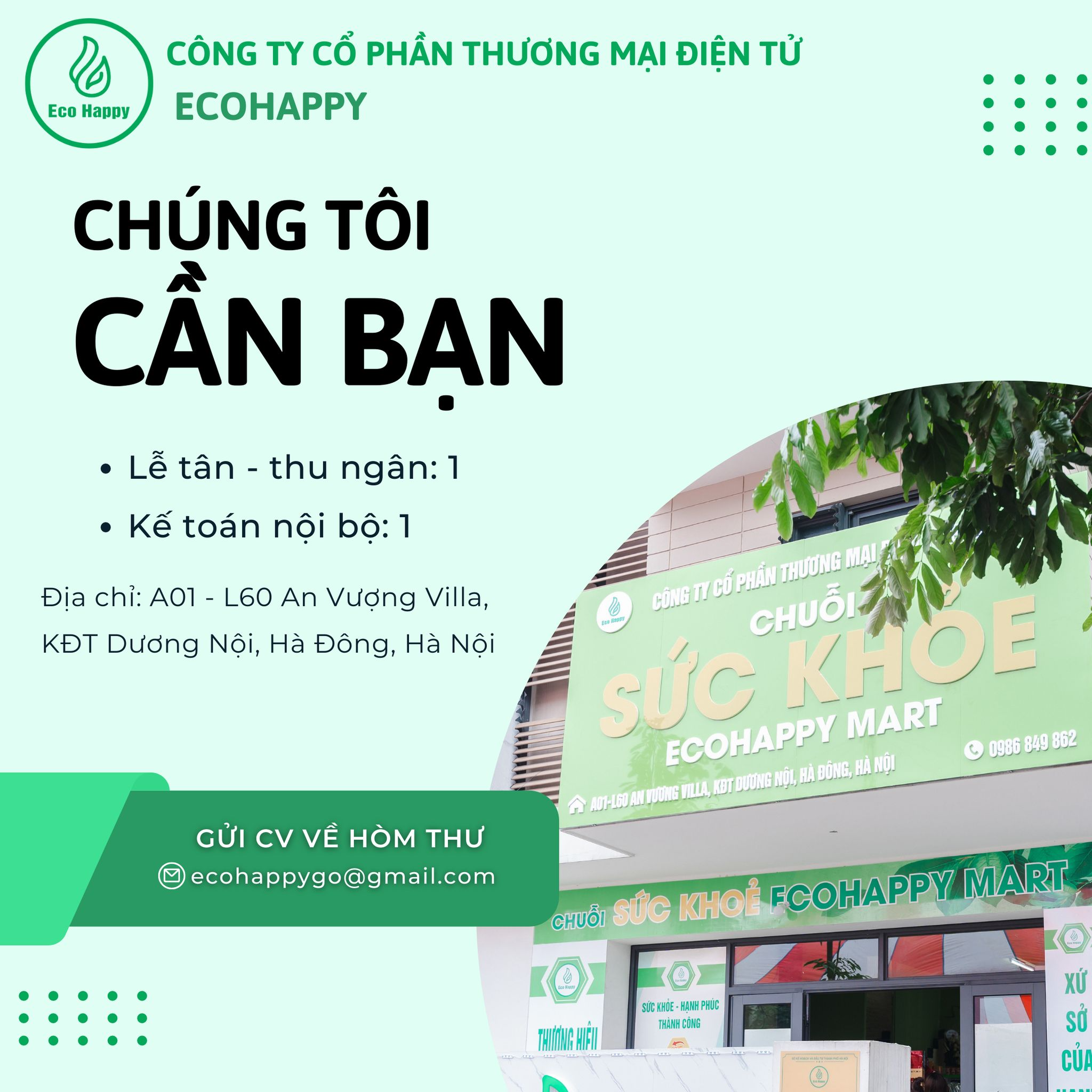 ECOHAPPY TUYỂN DỤNG